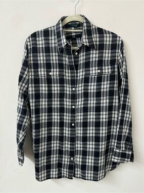 Ralph Lauren Black & White Plaid Button-Down Shirt